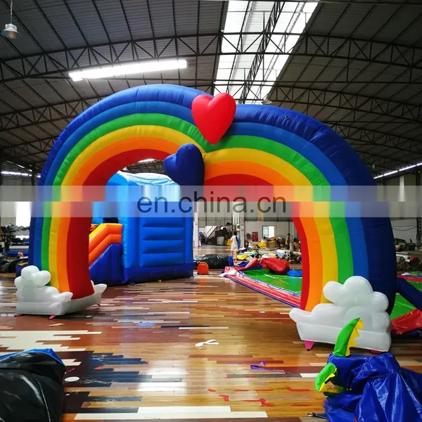 Kids Party Entrance Advertising Decoration Colorful Rainbow Red Heart Blow Up Arches Inflatable Archway photo-2
