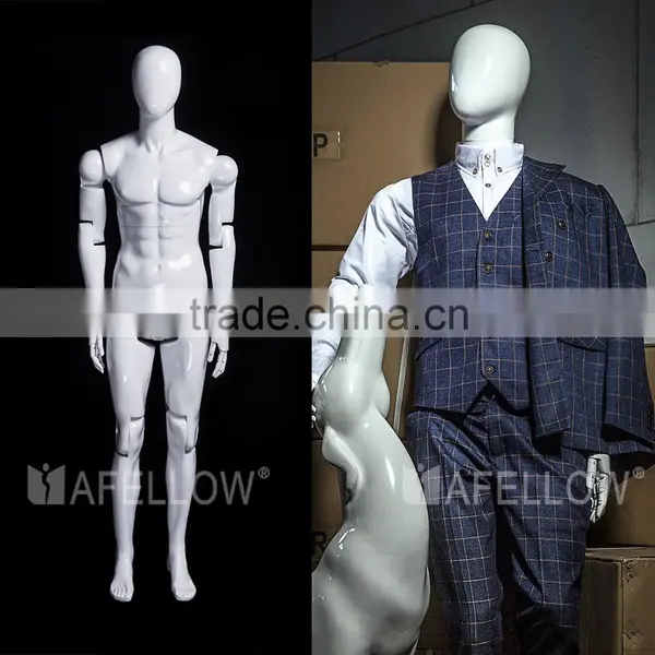 Fiberglass Glossy White Male Egg Head Movable Mannequins photo-2