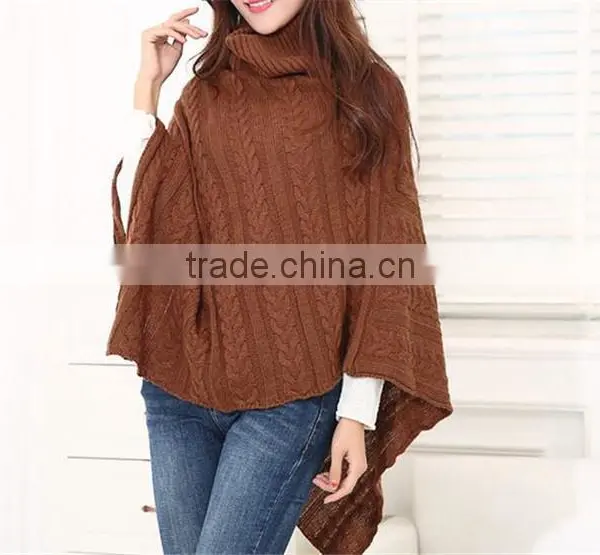 2016 Ladies Turtle Neck Women New Model Acrylic Poncho photo-2