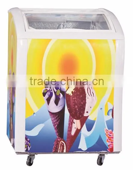 Curved Glass Door Showcase Chest Freezer for Ice Cream photo-4