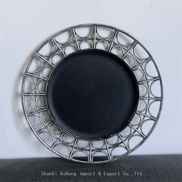 Hot Sale Gold Silver Charger Plates Wedding Decoration Luxury Plastic Charger Plates For Banquet Wedding photo-3