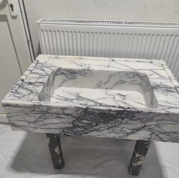 High Quality Xiang Xuemei Rectangular Marble Stone Factory Custom Vessel Sink Handmade Stone Vanity Bathroom Basin Hotels Villas photo-4