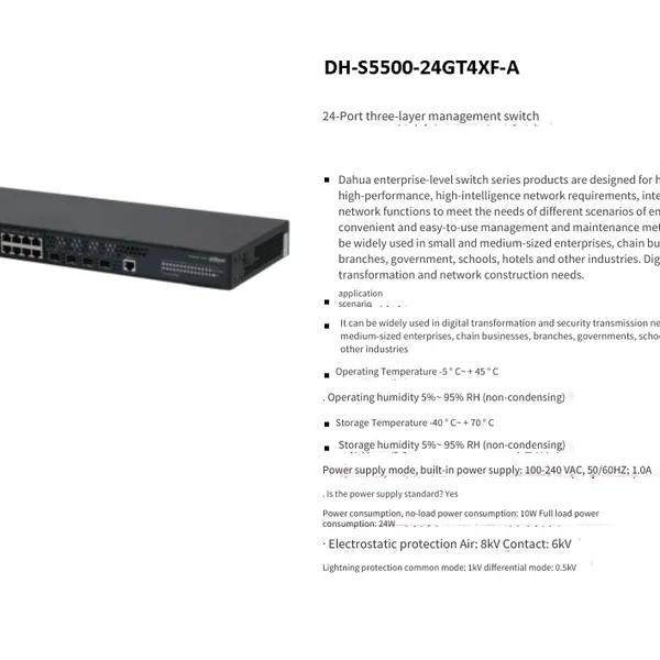 Dahua Dh-s5500-24gt4xf-a Layer 3 Managed 24-port Switch photo-4
