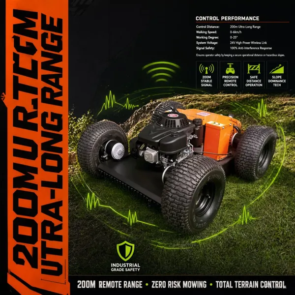Robotic Cutter Grass VTW550‑90 RC Land Mower Wheeled Remote Gas Mower Multi‑Purpose For Farm Greenhouse Grass Cutting photo-4