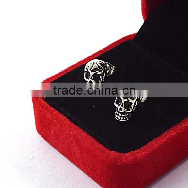 Best Selling Jewelry Stainless Steel Mens Punk Skull Earrings photo-4
