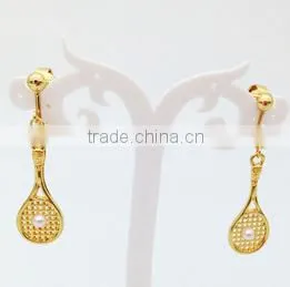 Popular Fashion Gold Earring Jewelry Models Women Battledore Pendant Earring photo-5
