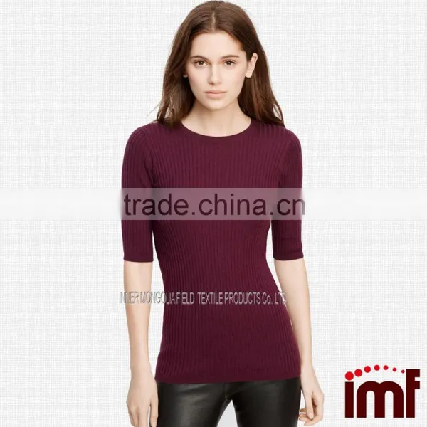 Women Cashmere Sweater Short Sleeve Jumper Pullover Tunic Top Knit Crochet photo-2
