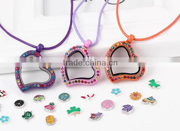 New Design Colorful Heart Living Glass Locket Lady Jewelry Low Moq photo-2