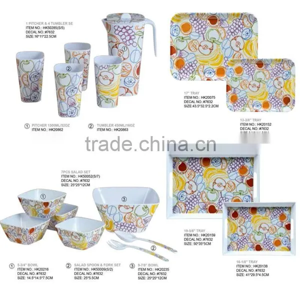 Pink Cake Designed Printed Color Cup Bowl Plate Jug Fastion Eco-friendly Bamboo Fiber Dinner Set photo-2