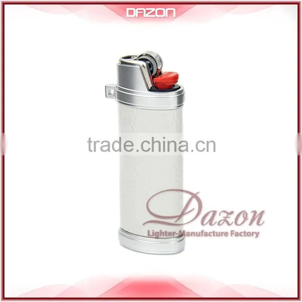 Metal White-Leather Lighter Case For BIC Custom photo-2