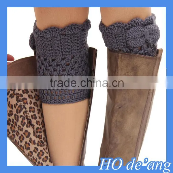HOGIFT Knitting Flowers Boot Cuffs,Handmade Lace Boot Toppers photo-3