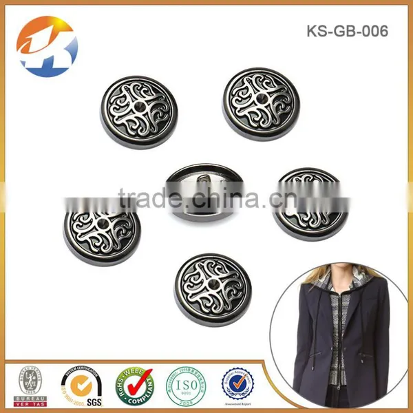 Gunmetal Embossed Logo Metal Sewing Buttons For Garment photo-5