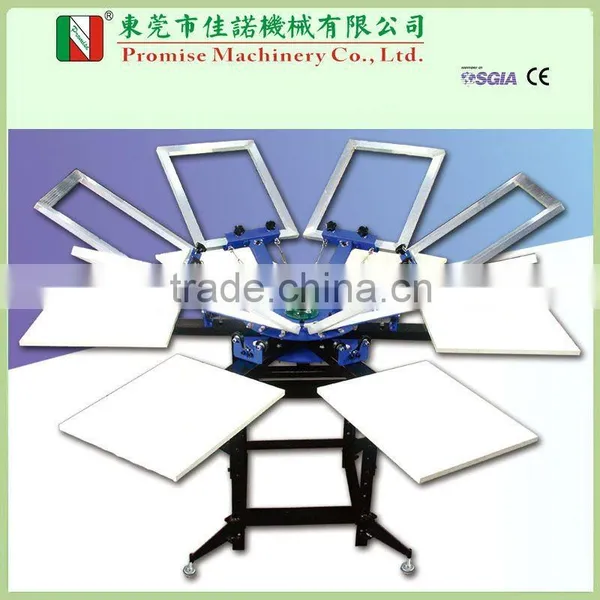 (JN-MS6-4555) 6-Colour Manual-Operating Rotating Textile Screen Printing Machine