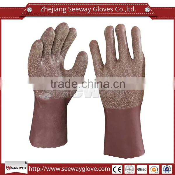 Seeway Long Cotton Lined Brown Latex Household Glove For Kitchen Cleaning And Laundry