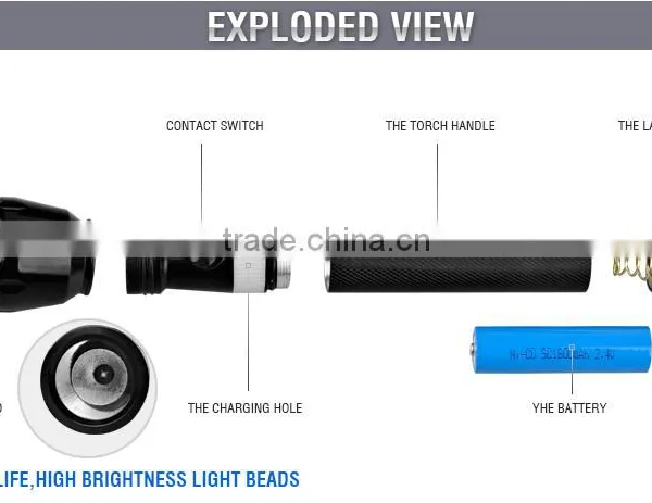 Cheap High Power Long Distance Aluminum Portable The Middle East LED Rechargeable Flashlight Torch - JD036 Keen photo-4