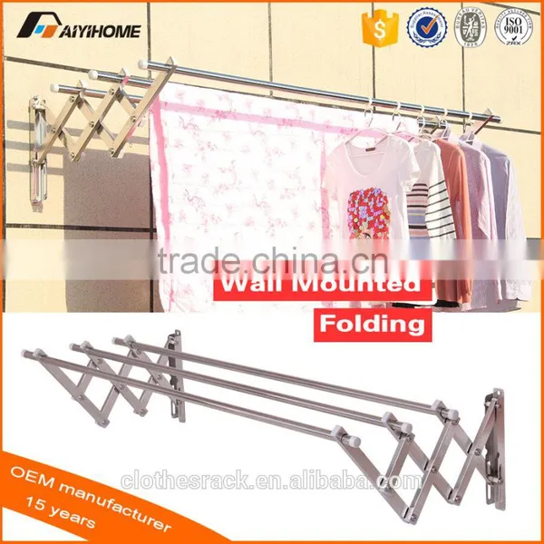 Best-price Durable Stainless Steel 304 Three Rods Wall Mounted Clothes Drying Hanger Racks Drying Rack