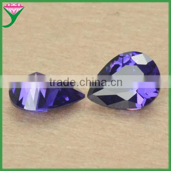 High Quality Purple Loose Pear Shaped Synthetic Cubic Zirconia Gemstone