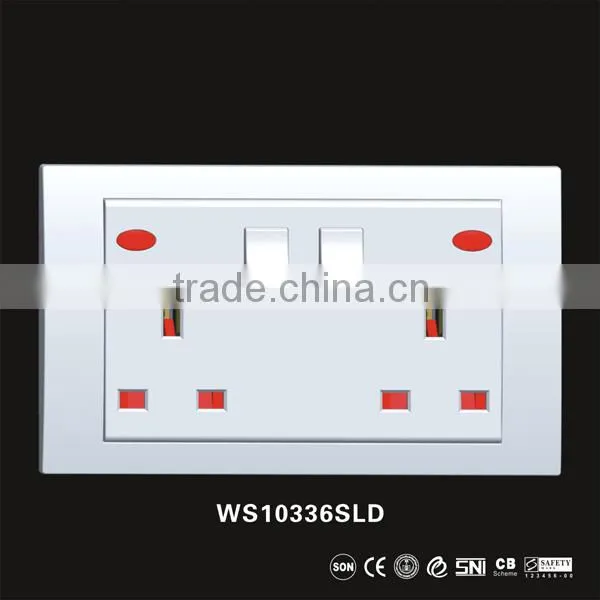 13A Double 3 Pin Socket With Switch and Light photo-2