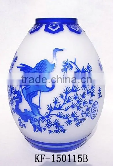 2014 Special 3D-Carved Large Size Flower Glass Vase