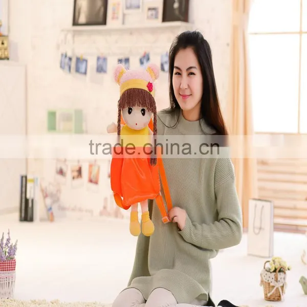 55*25cm Beautiful Customized Pink Stuffed Plush Feir Girl Doll Backpack With Matched Hat&skirt photo-2