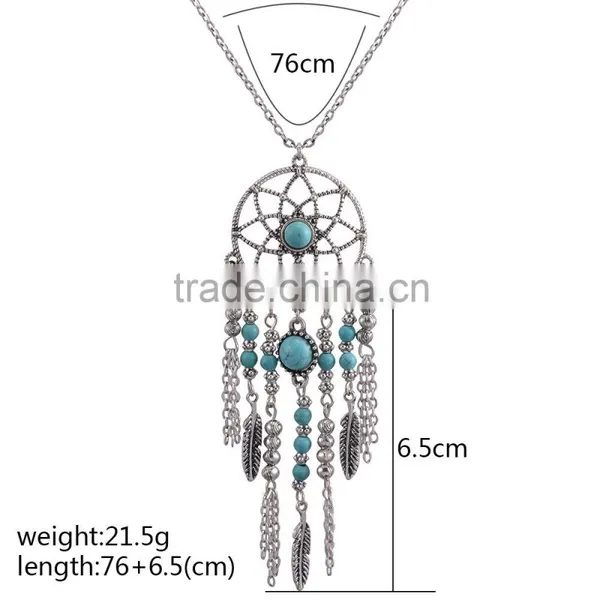 Collier Femme Plume Dreamcatcher Native American Fringe Necklace Collier Attrape Reve Colares Boho Chic Collana Acchiappasogni photo-2