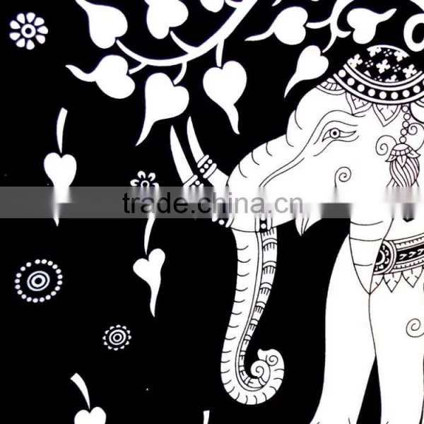 Twin Size Tree Elephant Print 100% Cotton Bed Cover Tapestry Bed Sheet Throw Wall Hanging Wall Decorative Art photo-3