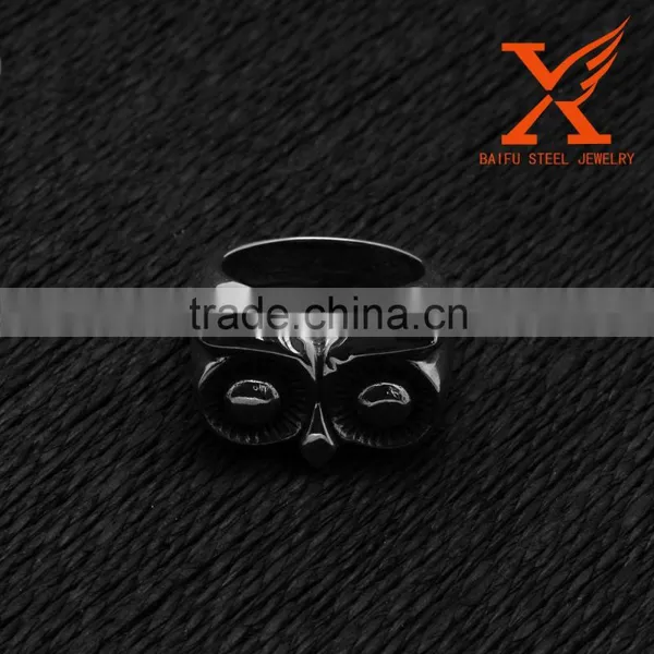 In Stock New Arrival China Cheap Wholesale Vintage Design Popular Fashion Teen Stainless Steel Owl Ring for Men photo-3