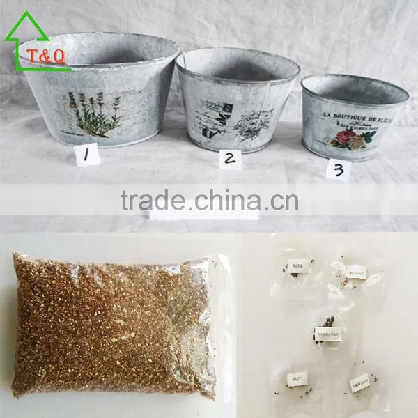 Shabby Chic Metal Garden Herbs and Flowers Metal Plant Pot