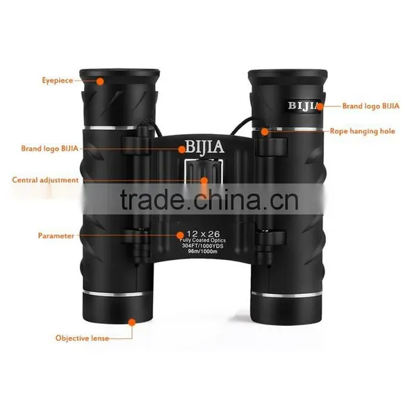 BJ700102 12X26 Compact Binocular With Neck Strap and Carrying Case Bird Watching Waterproof Porro Binoculars photo-6