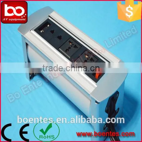 Conference Table Socket for Aluminum Silver Desktop Manual Rotating Power Socket With Switch photo-4