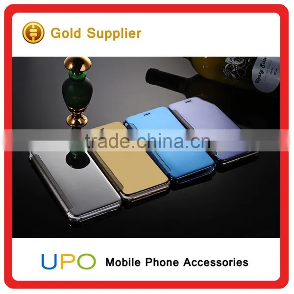 [UPO] New Arrival Luxury Full Curved Screen Clear View Flip Leather Electroplate Mirror Case for IPhone 6 Plus/6s Plus photo-2