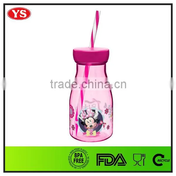 12oz Promotion Bpa Free Plastic Single Wall Milk Bottle With Straw photo-2
