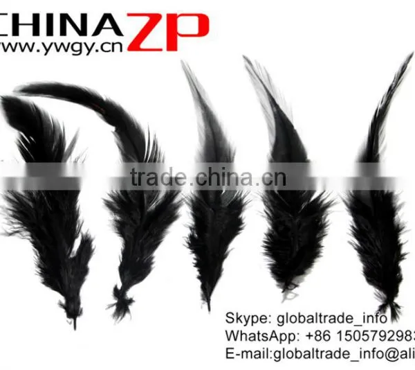 Leading Supplier CHINAZP Bulk Sale DIY High Quality Dyed Black Chicken Rooster Saddle Feathers photo-2