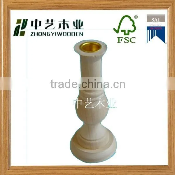 2015 China Supplier Hot Selling FSC&SA8000 Unfinished Standing Wooden Dinner Candle Holder in Candle Holders