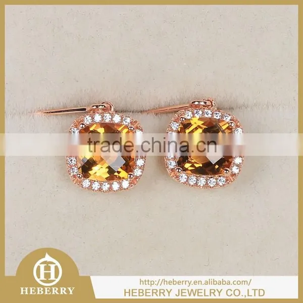 Sterling Silver Earrings With Citrine Crystal Best Gift to Friends photo-3