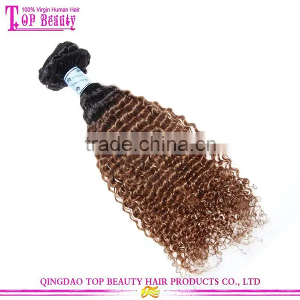 Qingdao Top Quality Raw Indian Hair Weave 100% Unprocessed Afro Kinky Curly Virgin Hair Ombre Weave Extension photo-5