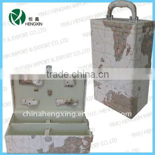 pu Leather Wine Case Set Box Wine Glass Gift Box Two Bottles Wine Box