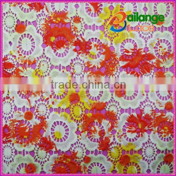 2014 Whosale Red Bridal Embroidered Tulle Lace Fabric