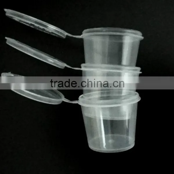 2 oz Hinged Clear Round Plastic Sauce Cups With Lids 50ml photo-3