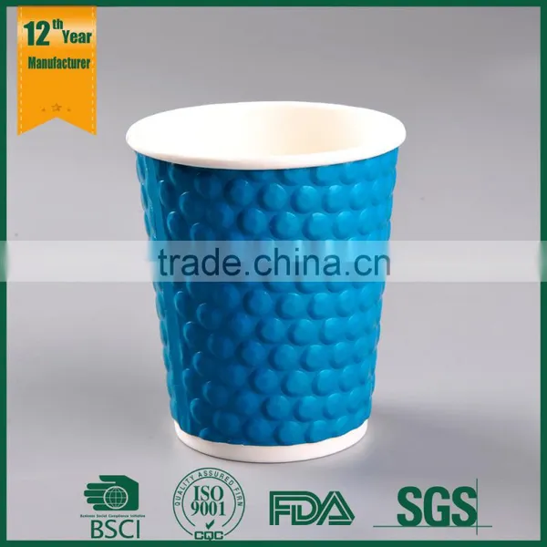 12oz Embossed Paper Cup,Custom Logo Printed Paper Cup for Hot Coffee/milk photo-3