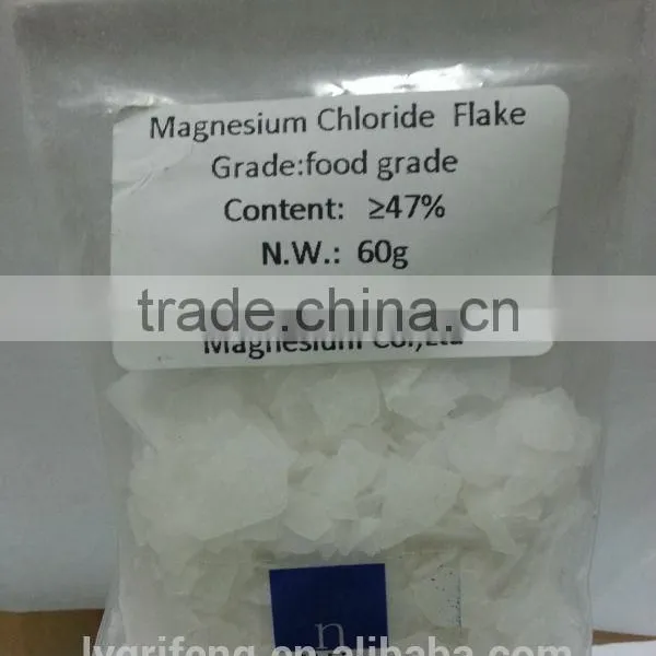 Halal Certificate Food Grade Magnesium Chloride Type Hexahydrate 46% MgCL2.6H2O White Flakes