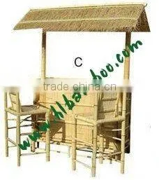 bamboo tiki bar with stool set