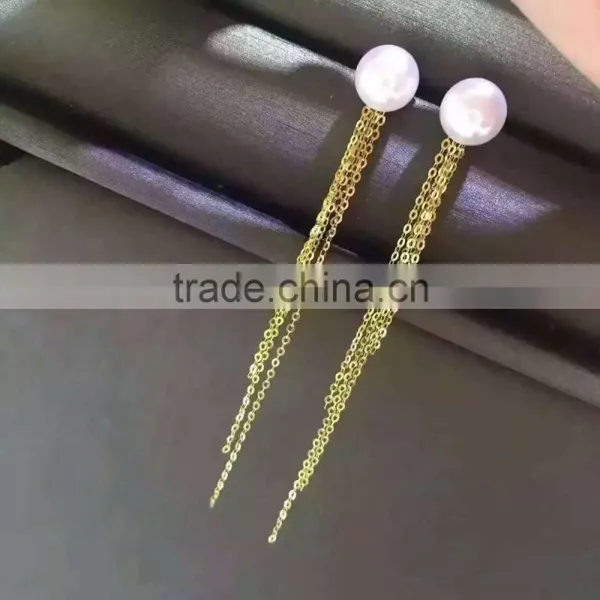 Gold Latest Design of Pearl Earrings for Fashion Women photo-2