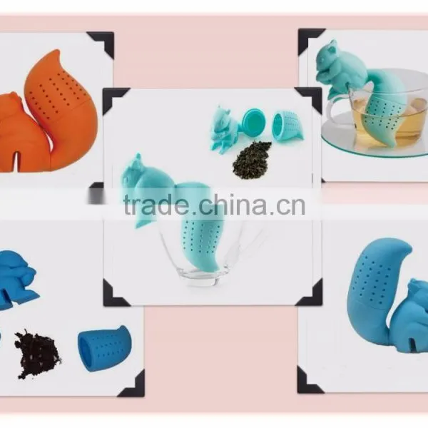 silicone Squirrel Shaped Tea Infuser Loose Leaf Strainer Bag Mug Filter