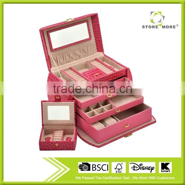 Crocodile Wood Portable Jewelry Display Cases/Red Cufflink Jewelry Case photo-2