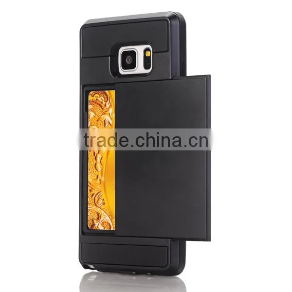 Slip Cover Card Slot Phone Case TPU + PC Phone Hull Protective Back Cover for Samsung Note 7 photo-3