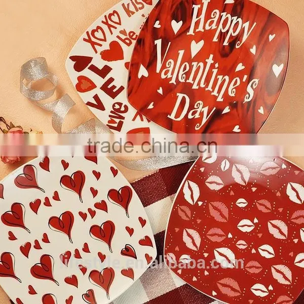 Square Shape Porcelain Plate,Ceramic Plates Wih Decal photo-2