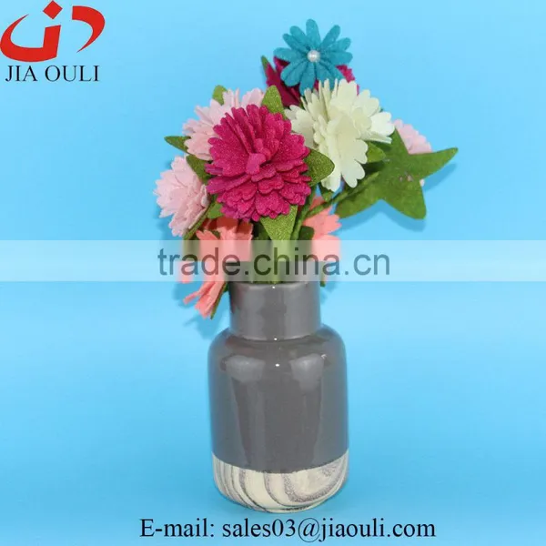 BSCI Audit Factory Price NEW Design Wood Grain Modern Ceramic Vase photo-3