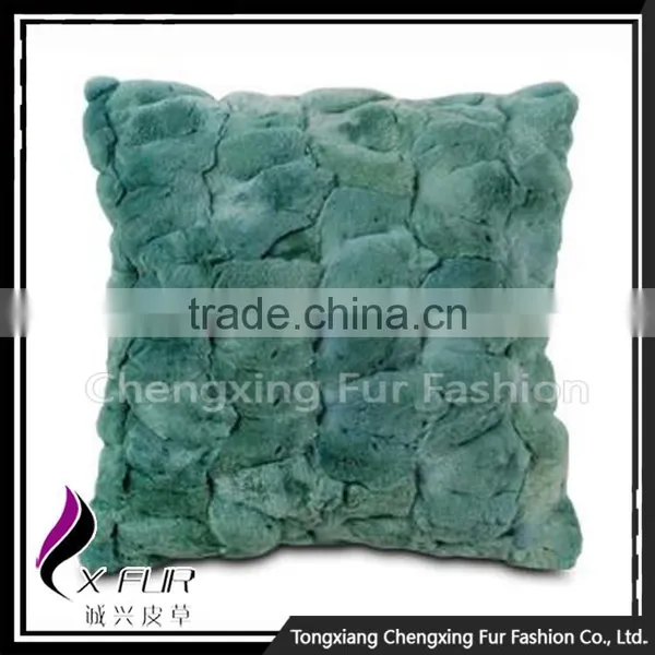 CX-D-22C Newest White Soft Rex Rabbit Fur Pillow Case Manufacturer photo-4