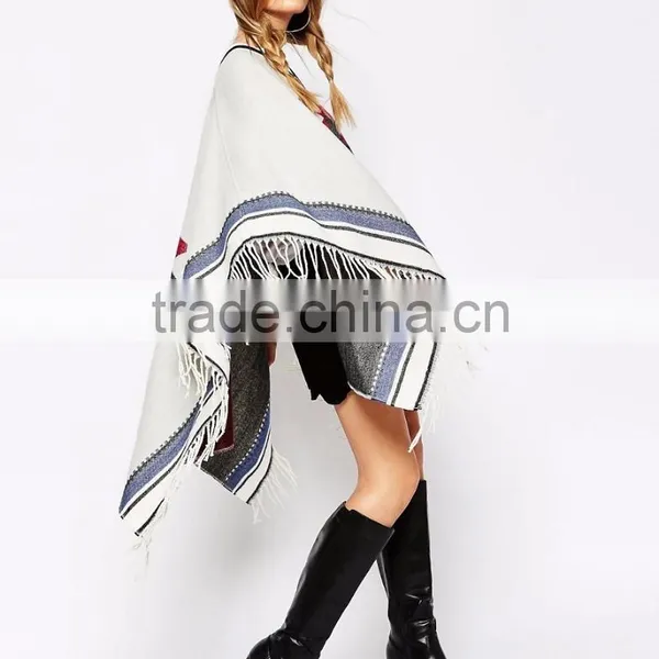 Fashion Batwing Sleeve Ladies Lapel Loose Cloak Cape Winter Poncho Coat Outwear Hooded Shawl Embroidered Jacket Women's Cloak photo-3